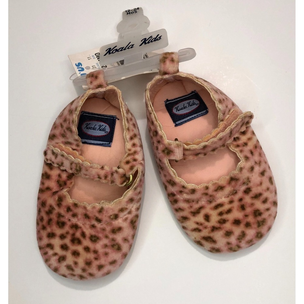 Koala Kids Shoes Girls 12-24 Months Pink Leopard Mary Jane Hook Loop Infant Baby